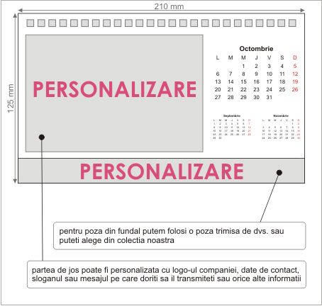 Calendar birou personalizat, clasic