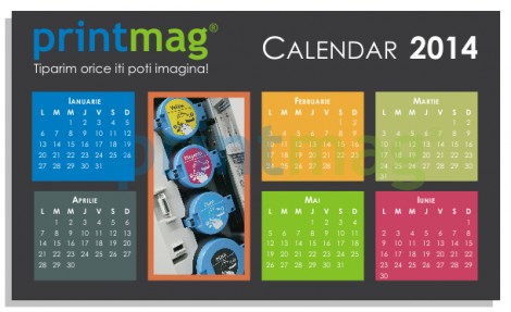 Calendar birou personalizat 2014, simplu modern black