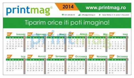 Calendar birou personalizat 2014, simplu